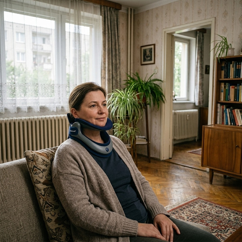 Állítható nyaknyújtó eszköz habpárnákkal - a mindennapokban