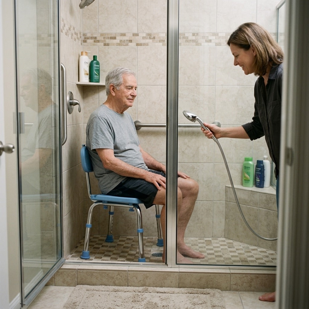 Adjustable Non-Skid Shower Chair - in everyday life