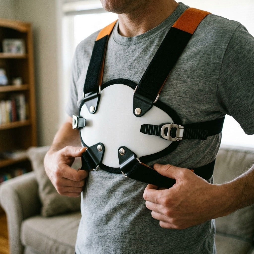 Adjustable Pectus Carinatum Orthosis Brace - in use