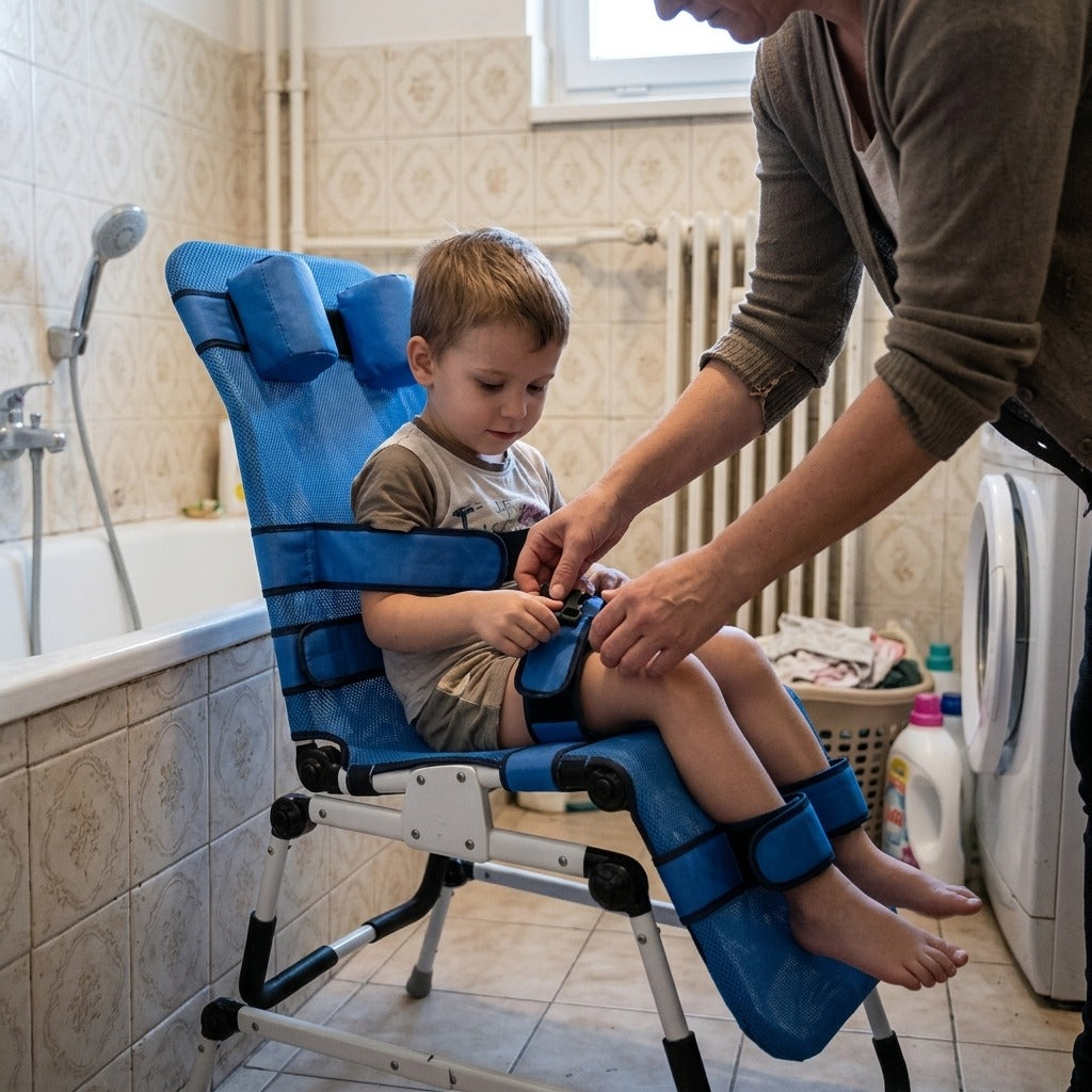 Állítható gyermek fürdő- és zuhanyszék - használat közben