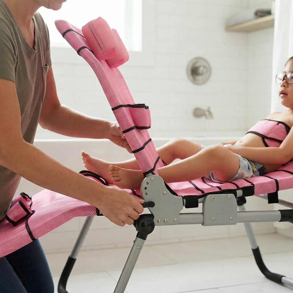 Adjustable Pediatric Home Bath Seat - in use