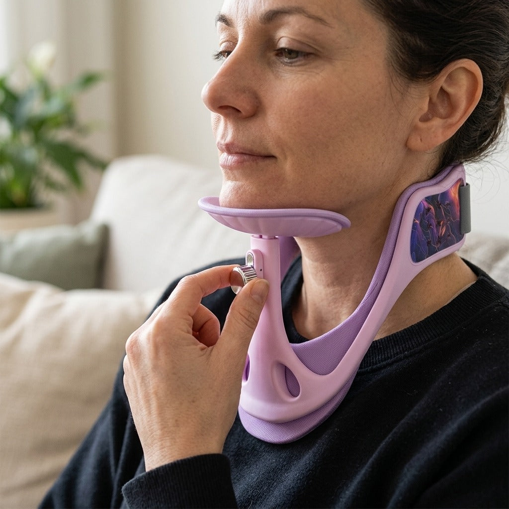 Adjustable Polyester Cervical Collar Neck Brace - in use