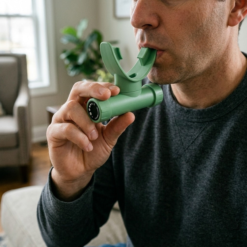Adjustable Portable Respiratory Trainer HX-30 - in use