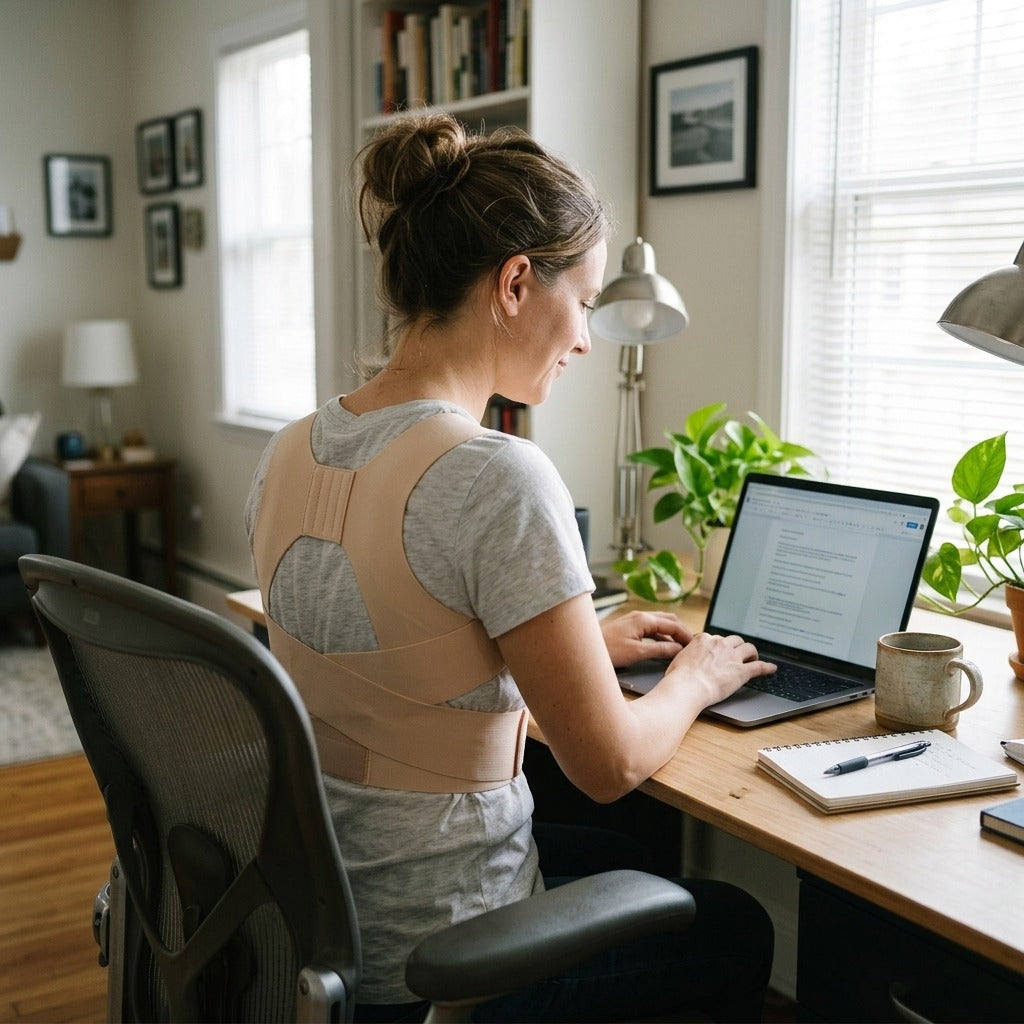 Adjustable Posture Corrector Back Brace for Women, Nylon and Spandex - in everyday life
