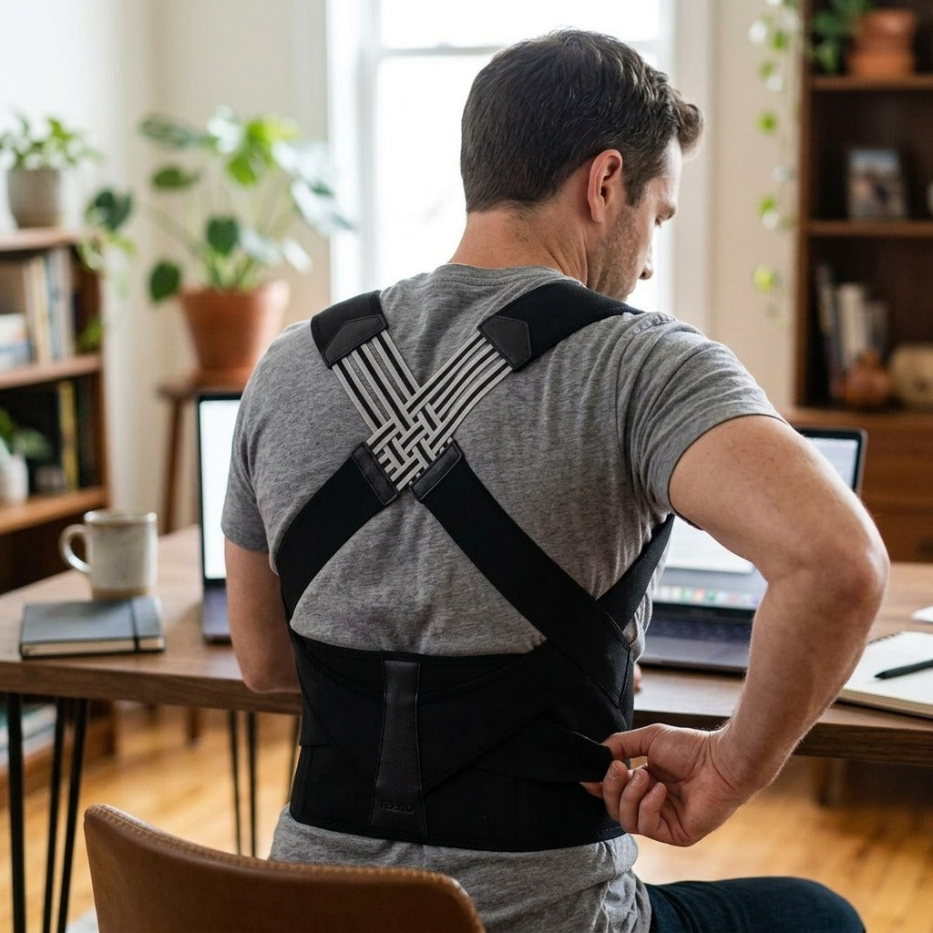Adjustable Posture Corrector for Daily Use - in use