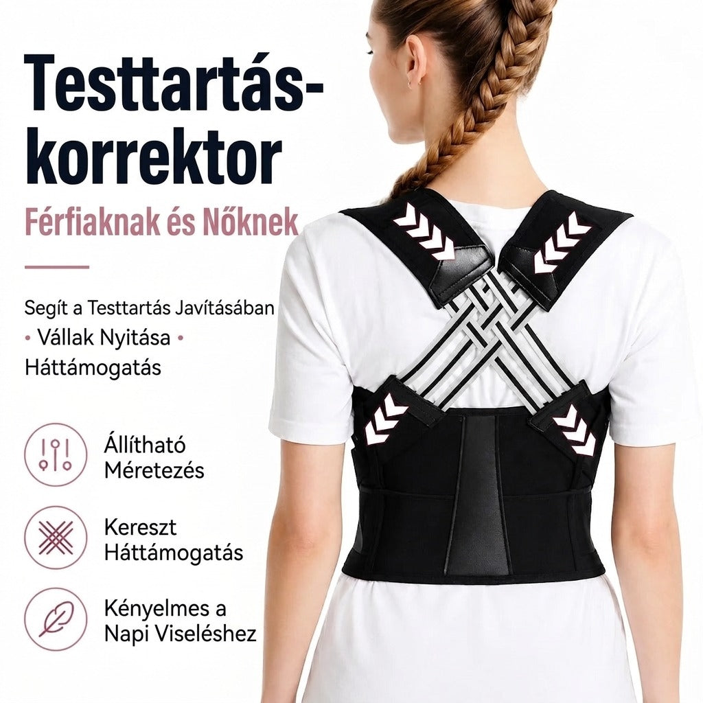 Testtartás-korrektor férfiaknak és nőknek, kereszt-támogatás