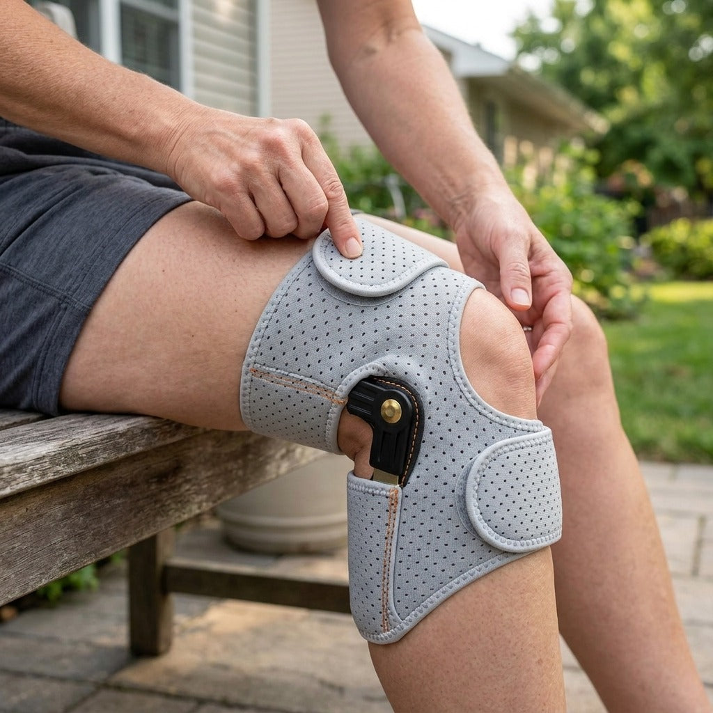 Adjustable Rebound Spring Knee Brace - in use
