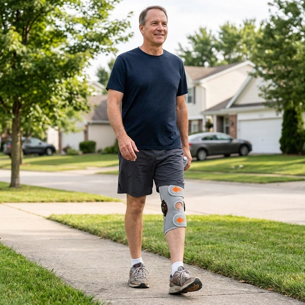 Adjustable Rebound Spring Knee Brace - in everyday life