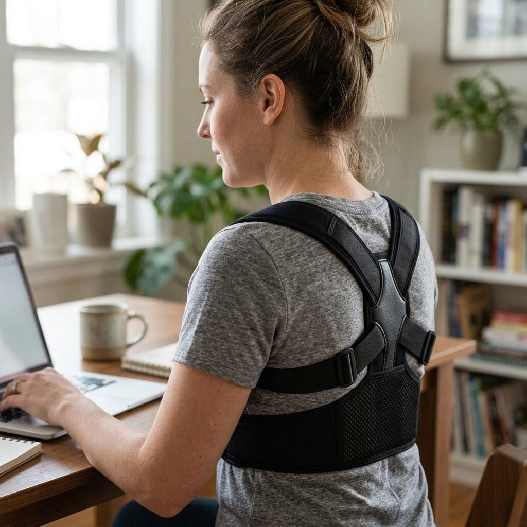Adjustable Shoulder Posture Corrector for Adults - in use
