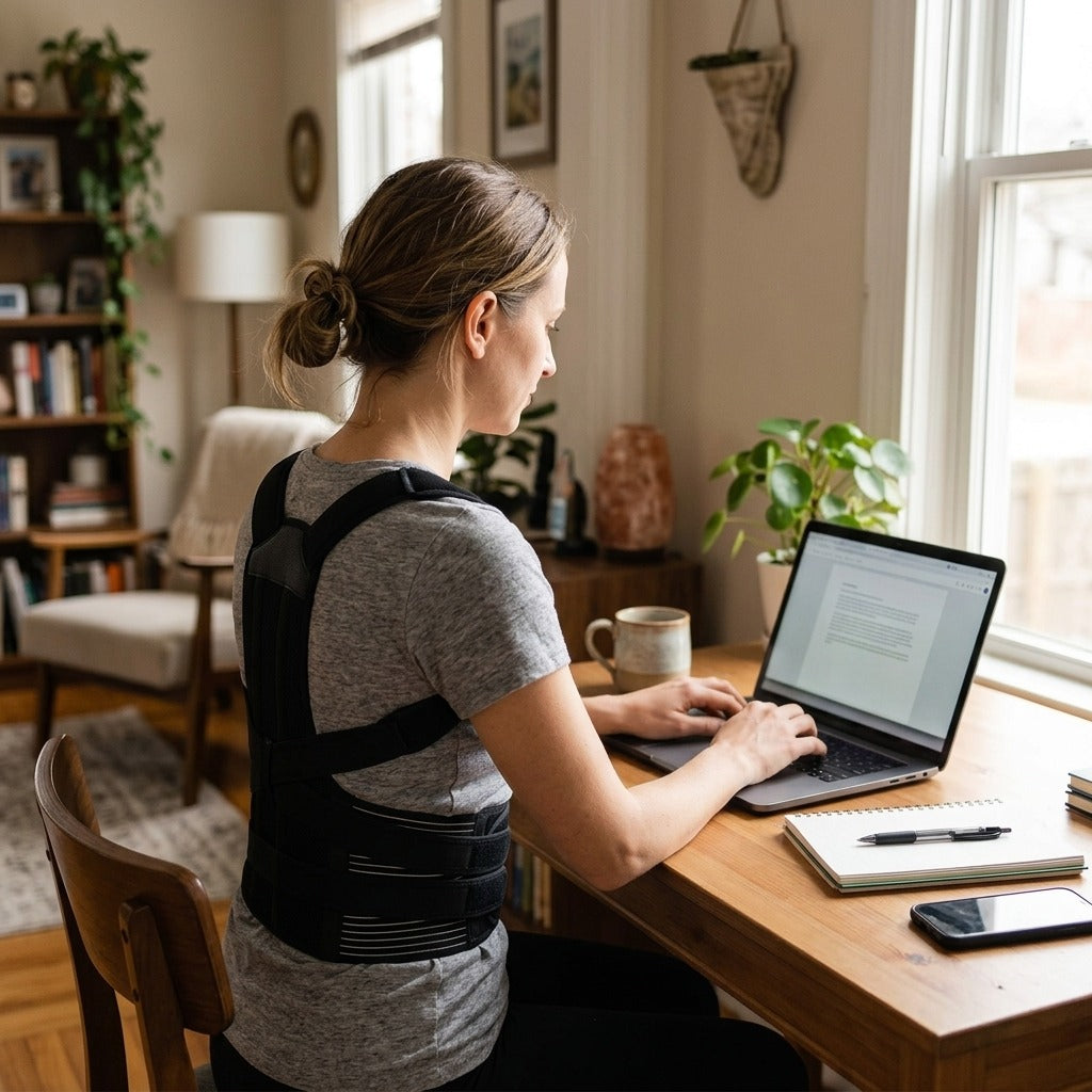 Adjustable Soft-Shell Back Support - at home