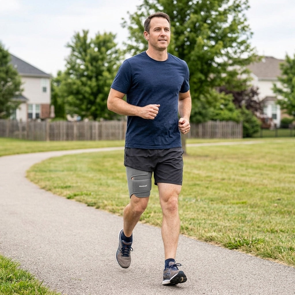 Adjustable Thigh Support Brace - in everyday life