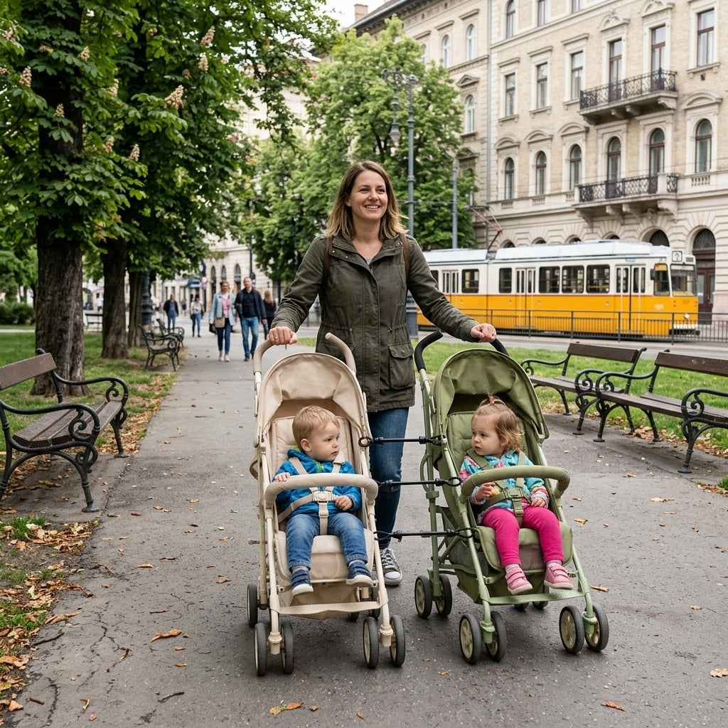 Állítható babakocsi-összekötő, összecsukható, 2 db - a mindennapokban