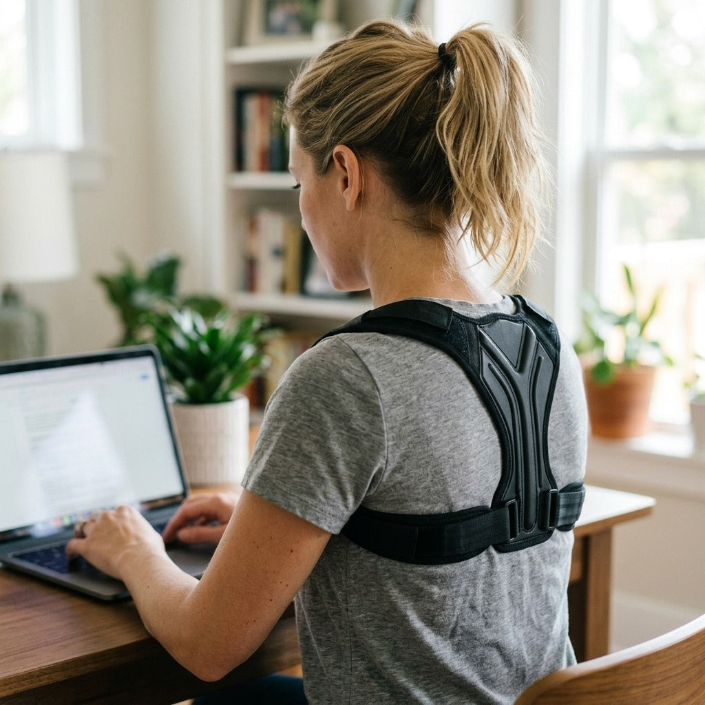 Adjustable Unisex Clavicle Support Posture Corrector - in use