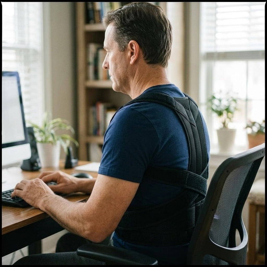 Adjustable Upper Back Posture Corrector - in use