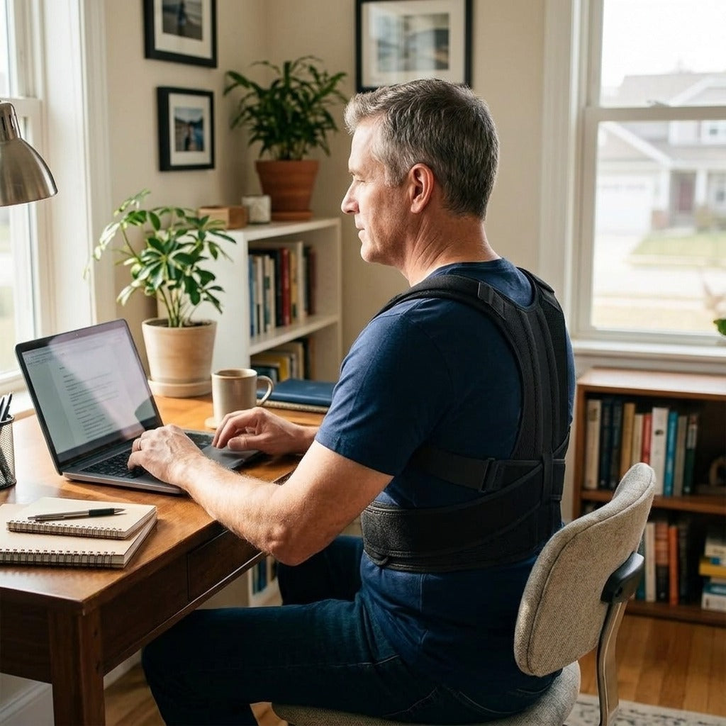 Adjustable Upper Back Posture Corrector - at home