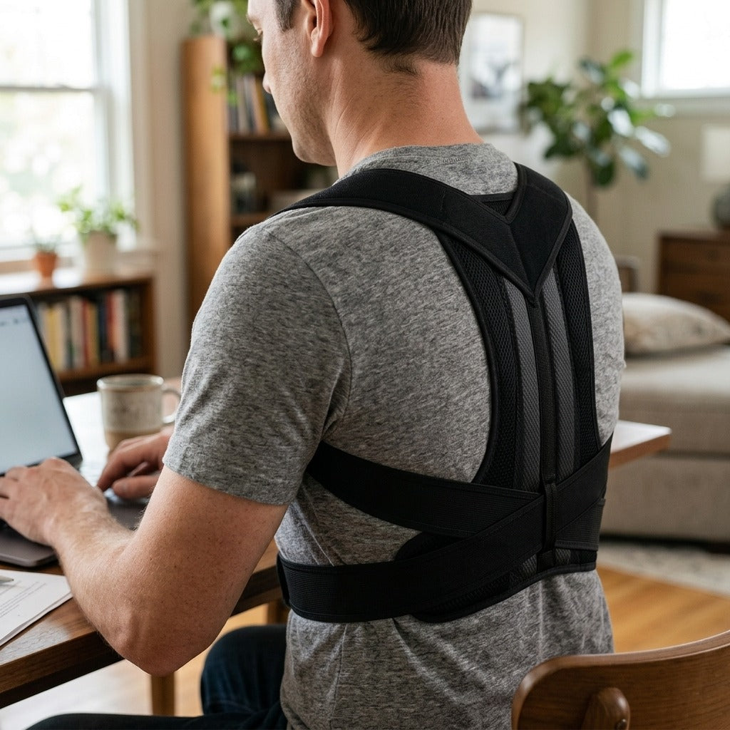 Adjustable Upper-Back Posture Corrector - in use