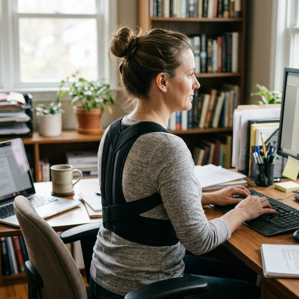 Adjustable Upper-Back Posture Corrector - in everyday life