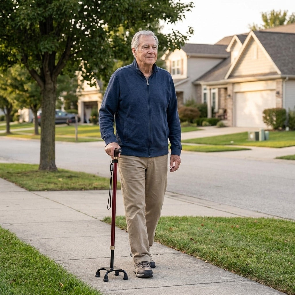 Adjustable Walking Cane with LED Light - in everyday life