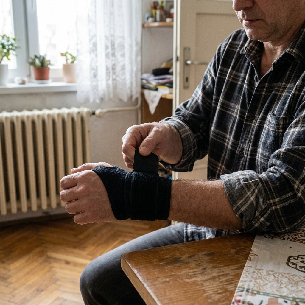 Állítható csuklórögzítő, bal és jobb kézre - használat közben