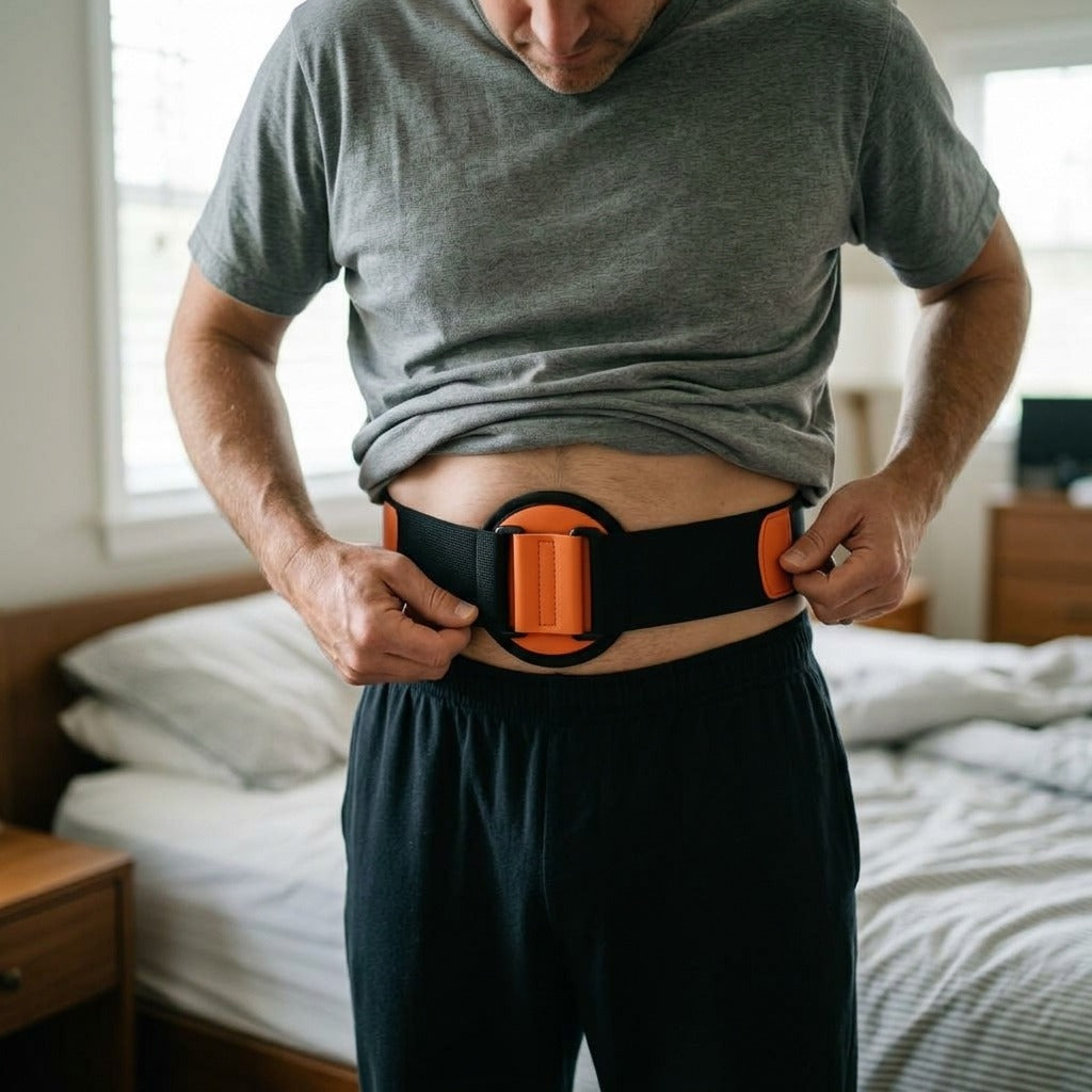 Adult Abdominal Hernia Belt for Navel Support - in use