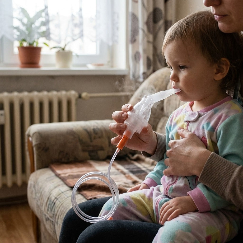 Inhaláló tartozékkészlet felnőtteknek és babáknak - használat közben