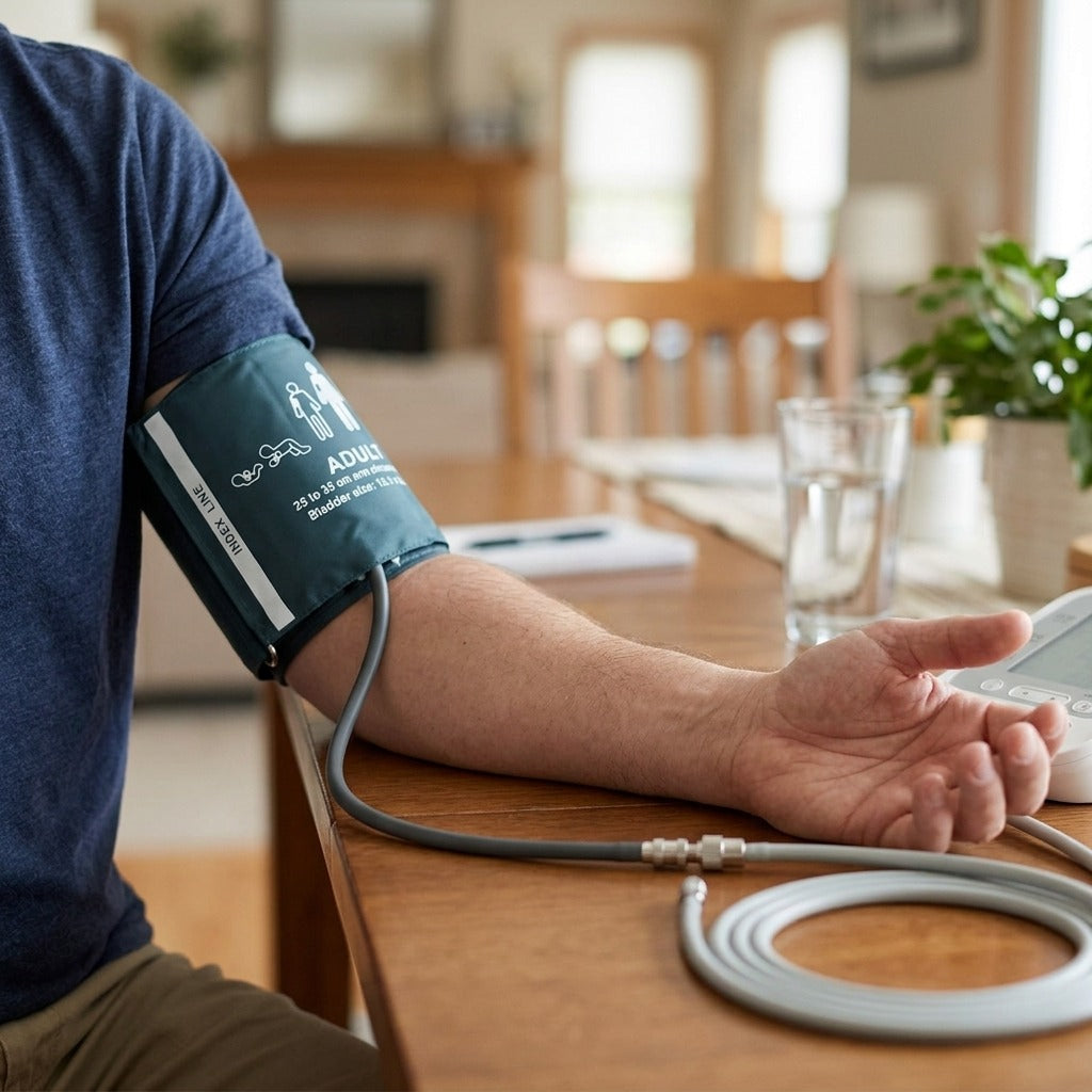 Adult Blood Pressure Cuff 25-35 cm with Extension Tube - in use