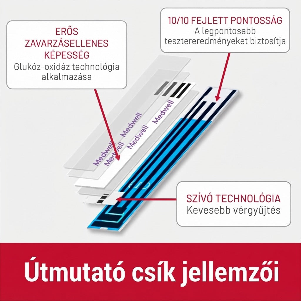 Medwell vércukorteszt-csíkok és lándzsák
