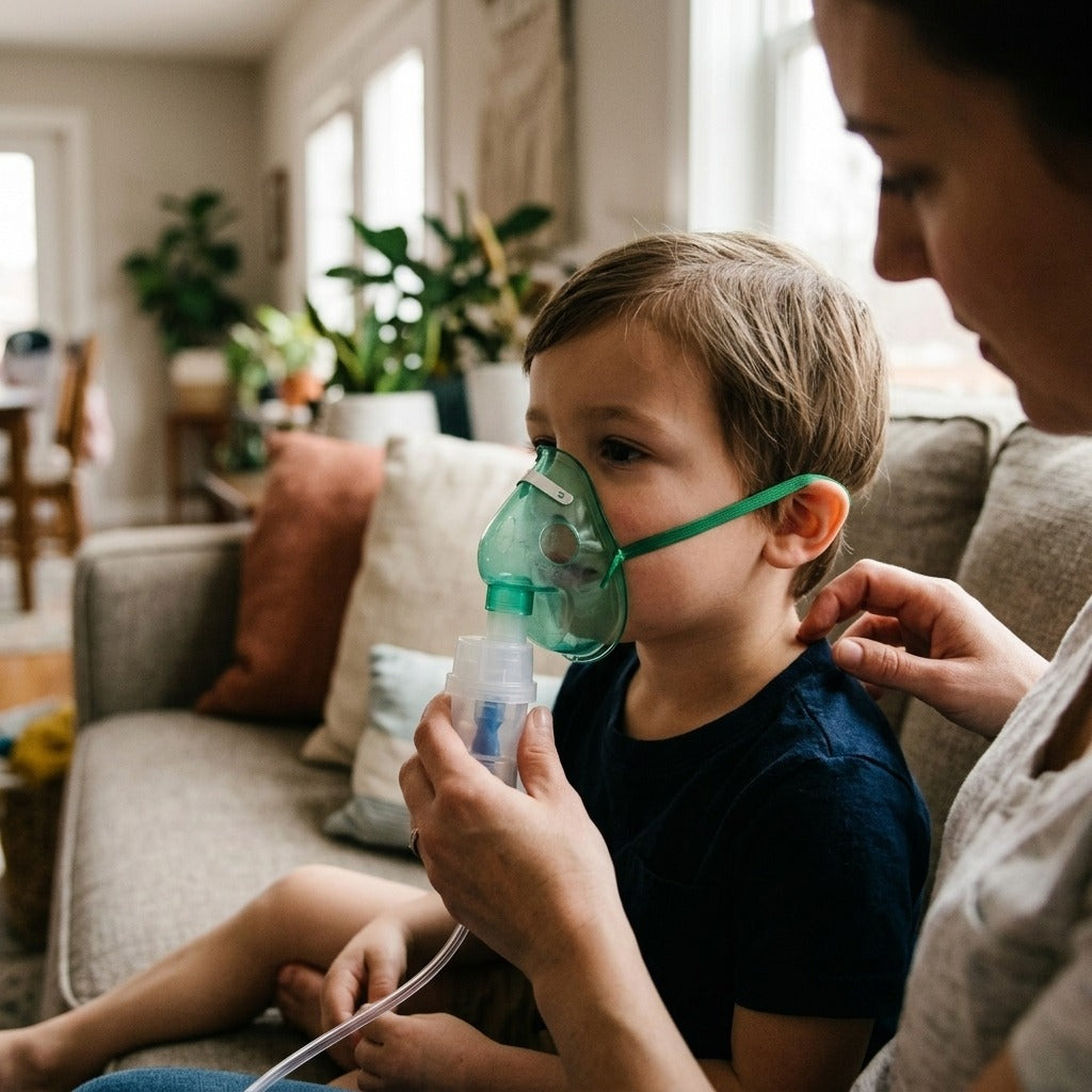 Air Compressor Nebulizer Kit with 2 Cups - in use