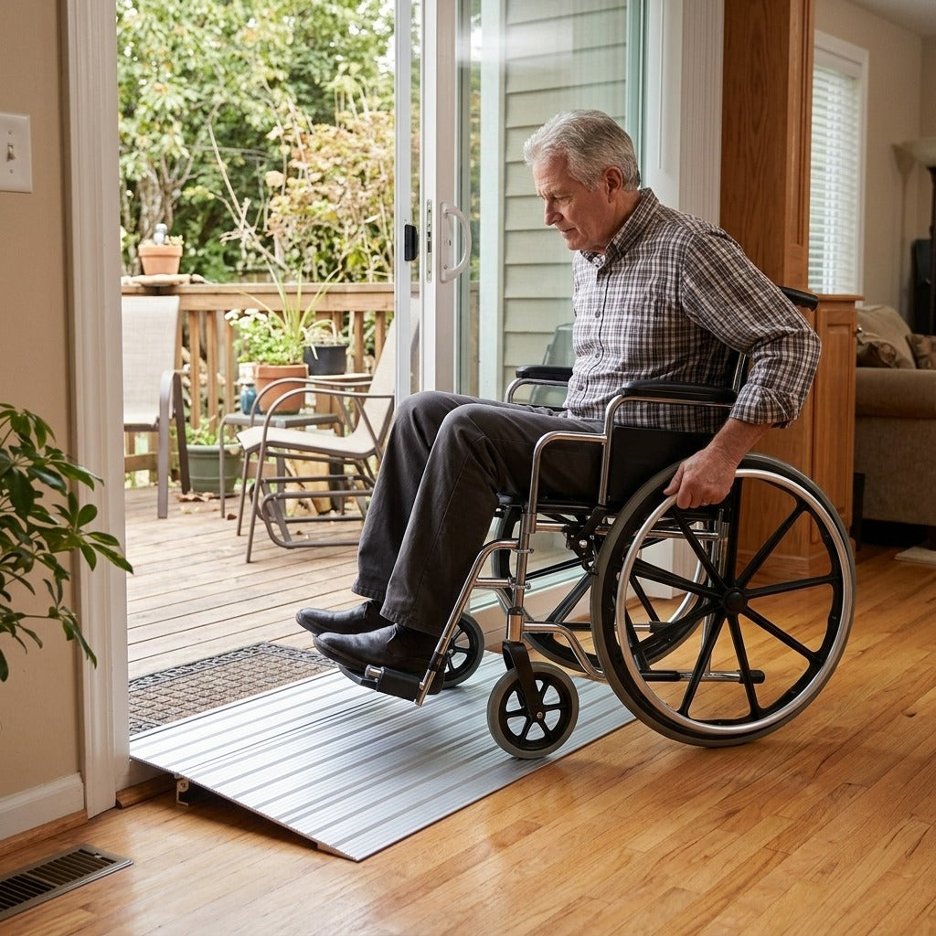 Aluminum Door Threshold Ramp, 1–6 Inch Rise - at home