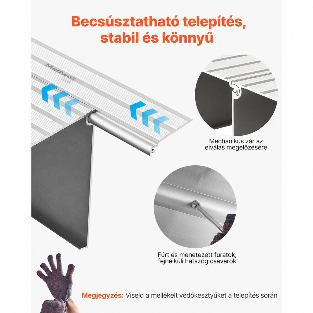 Alumínium küszöbrámpa, 1–6 hüvelykes emelkedés