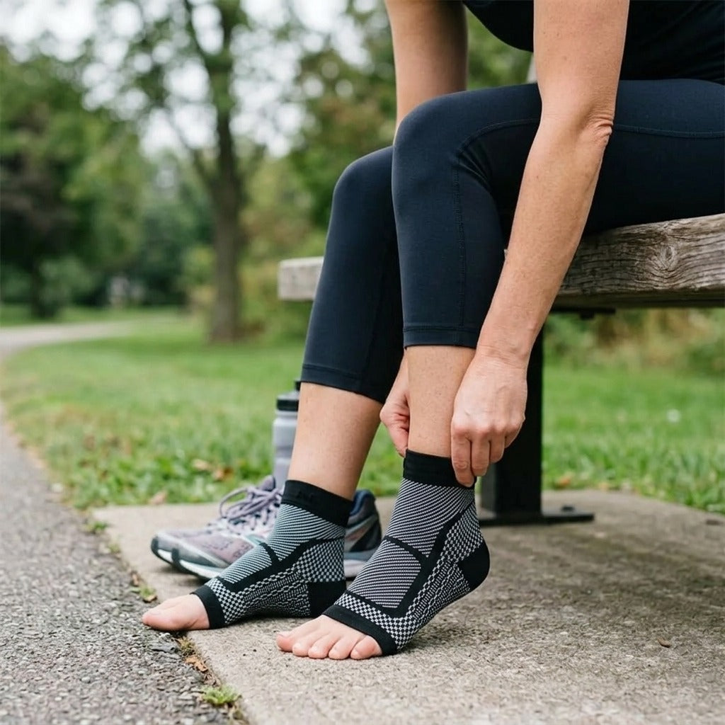 Ankle Compression Sleeve for Sports - in use