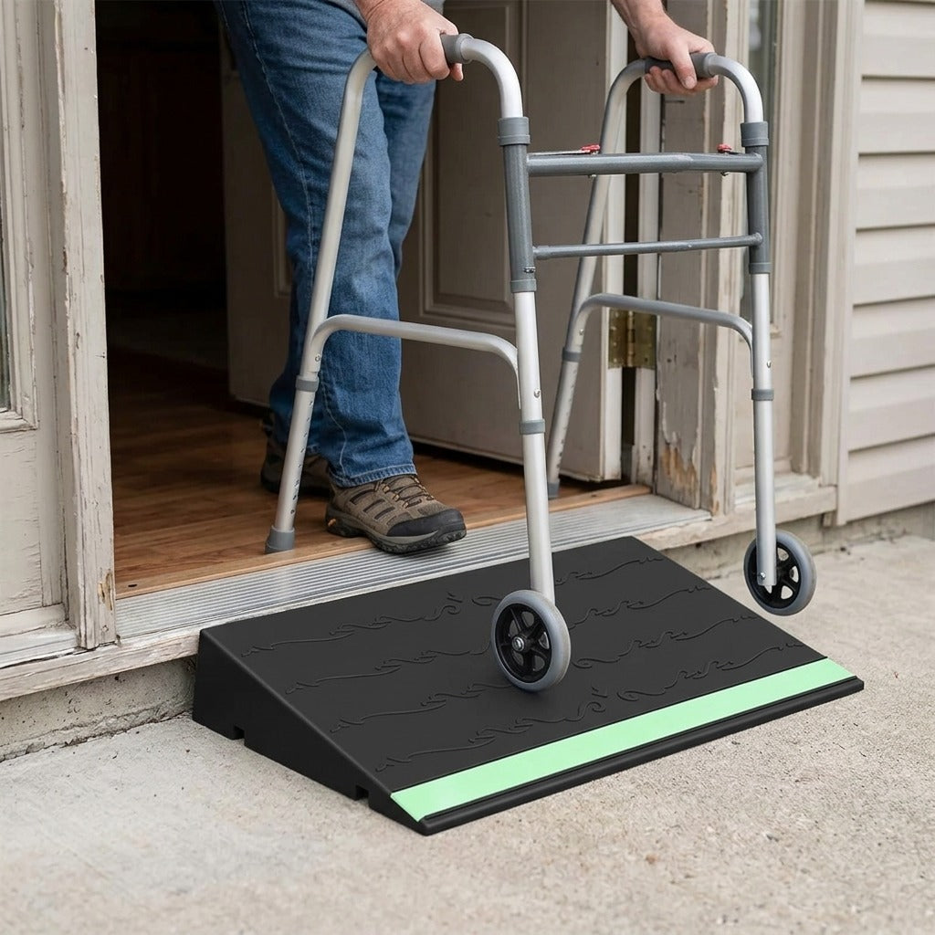 Anti-Slip Glowing Doorway Threshold Ramp - in use