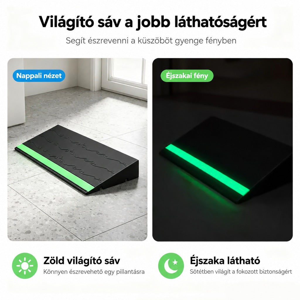 Csúszásgátló, sötétben világító küszöbrámpa