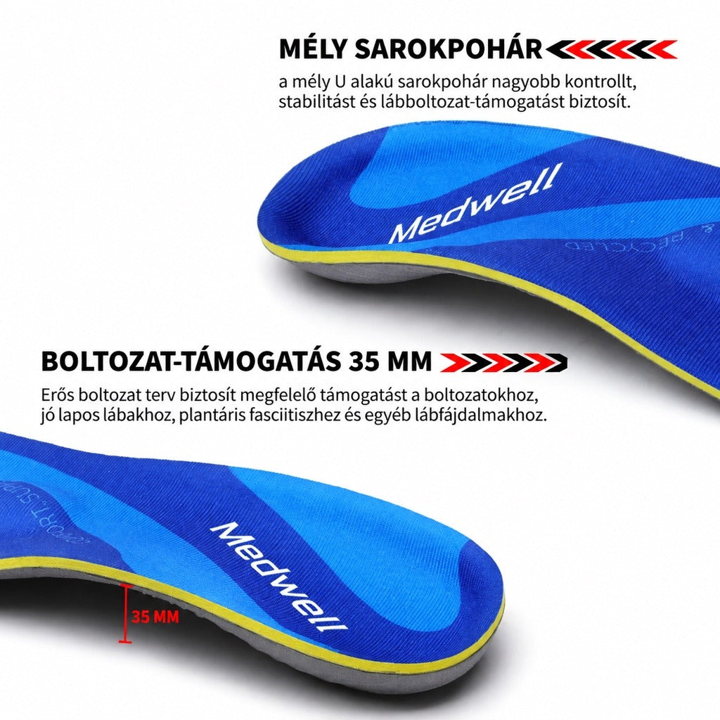 Boltozattámaszos talpbetét sétához és futáshoz