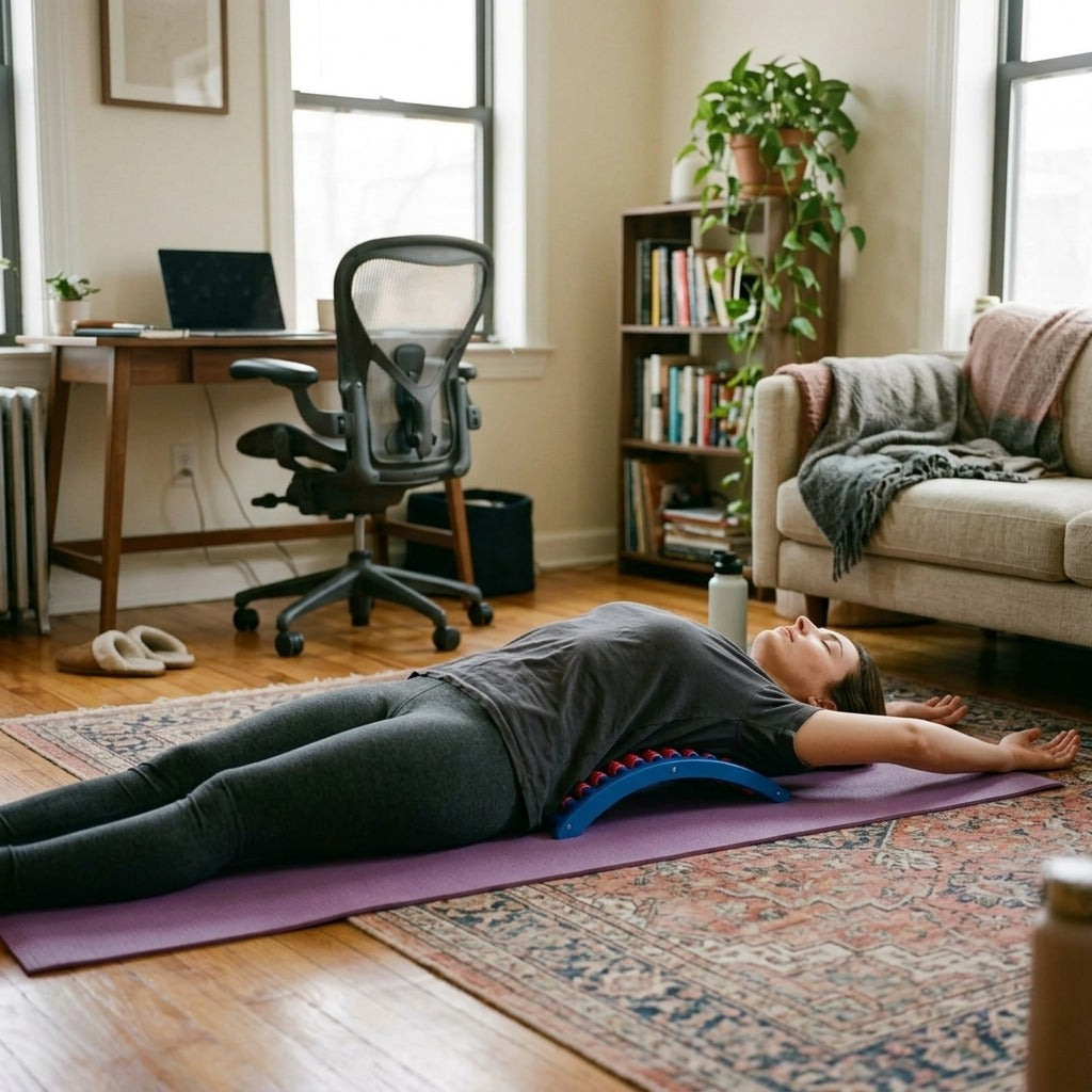 Arched Back Stretcher with Slats, Portable for Desk Breaks - at home