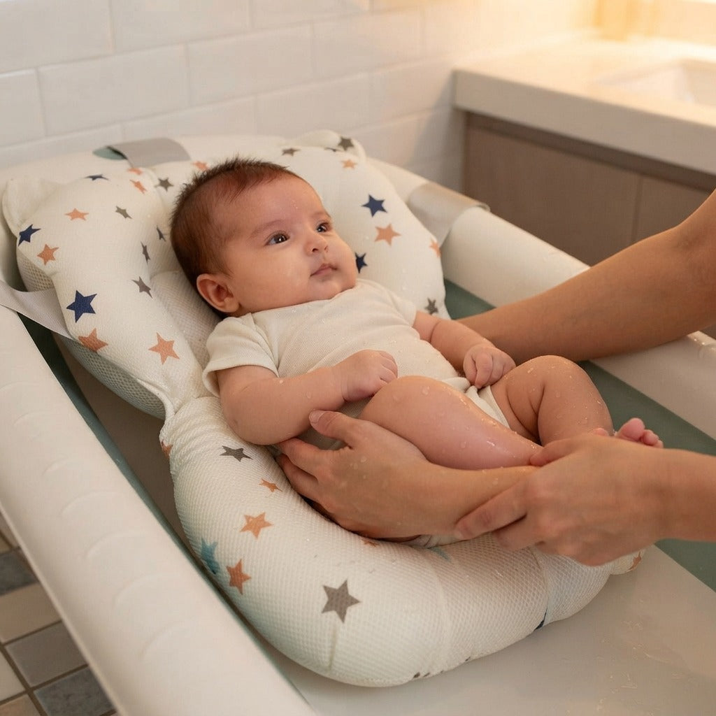 Baby Bath Support with Breathable Mesh - in use