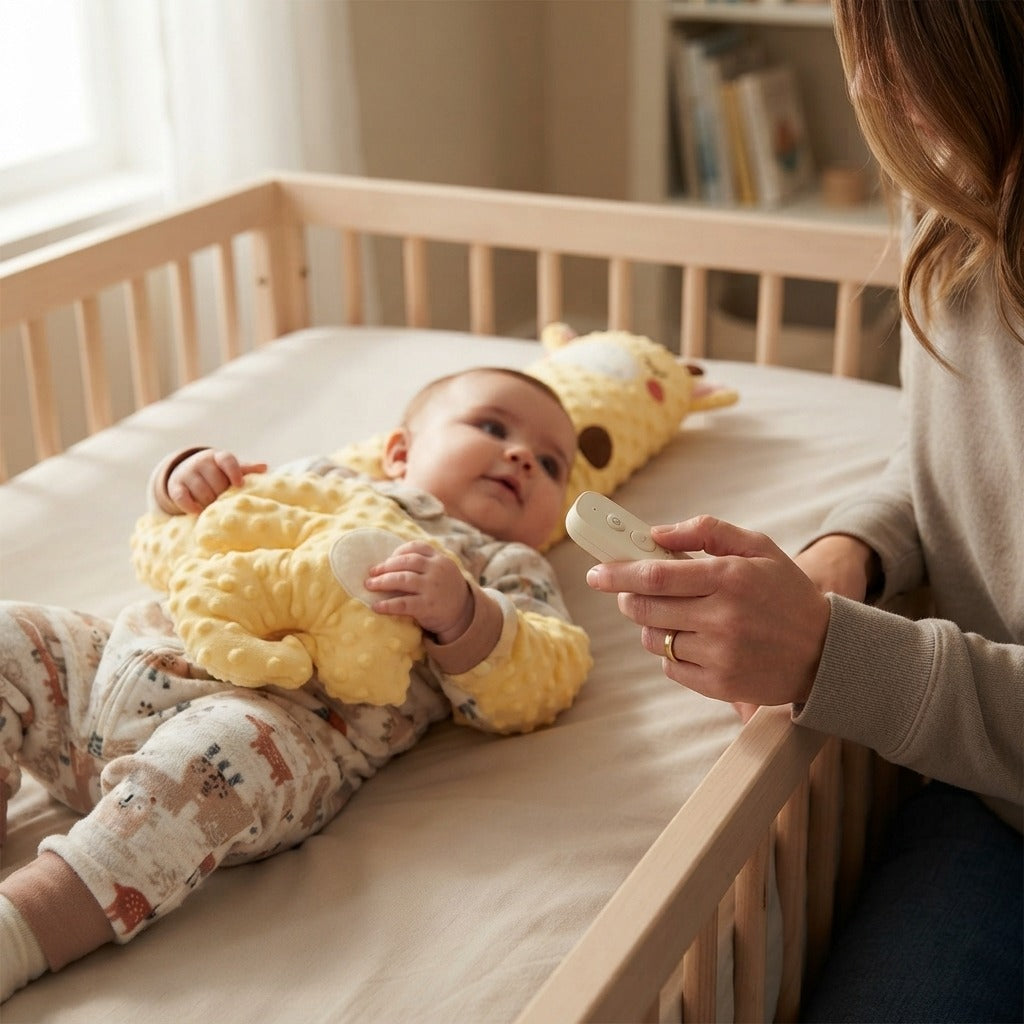 Baby Electric Patting Pillow with Remote Control - in use