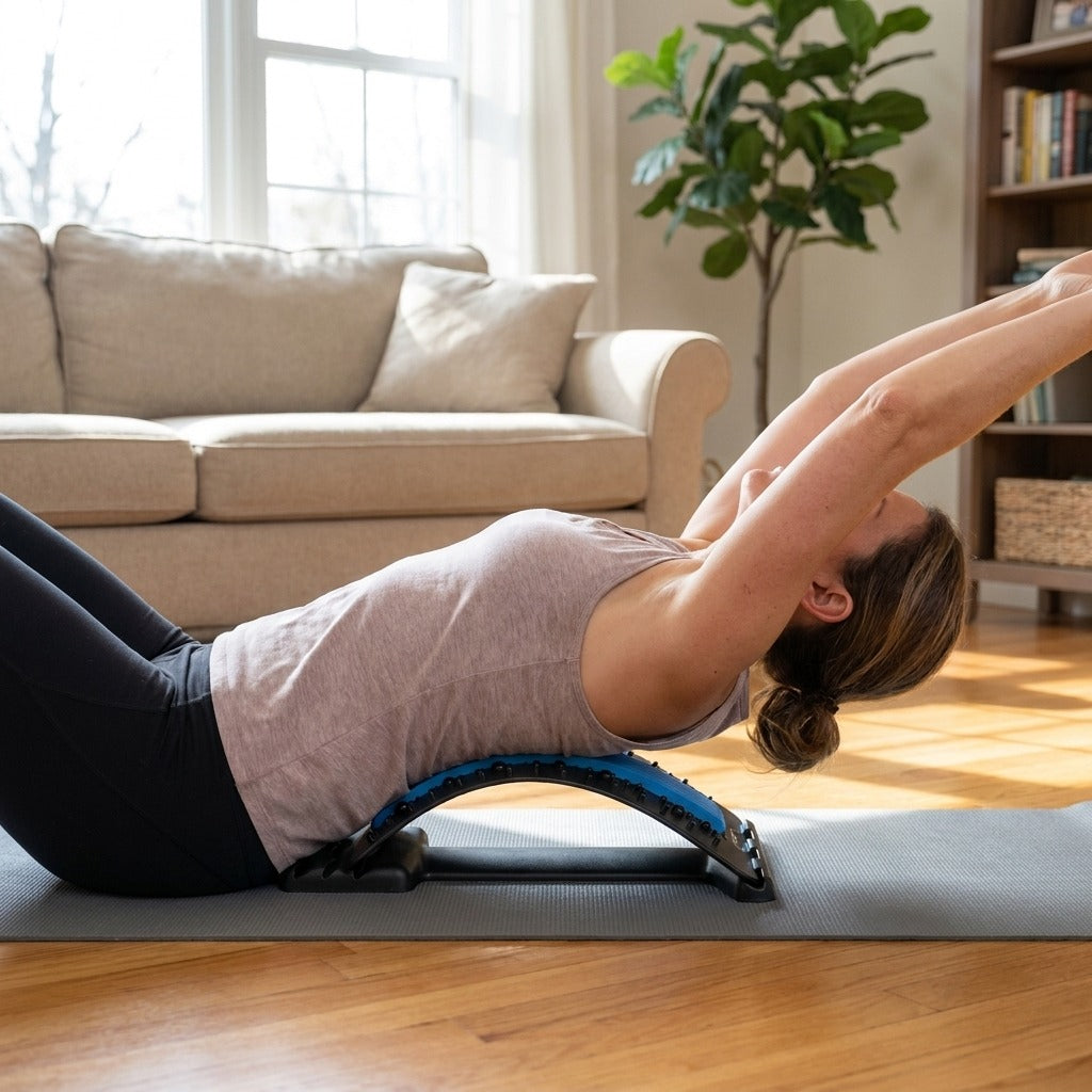 Back Stretcher and Massage Pad - in use