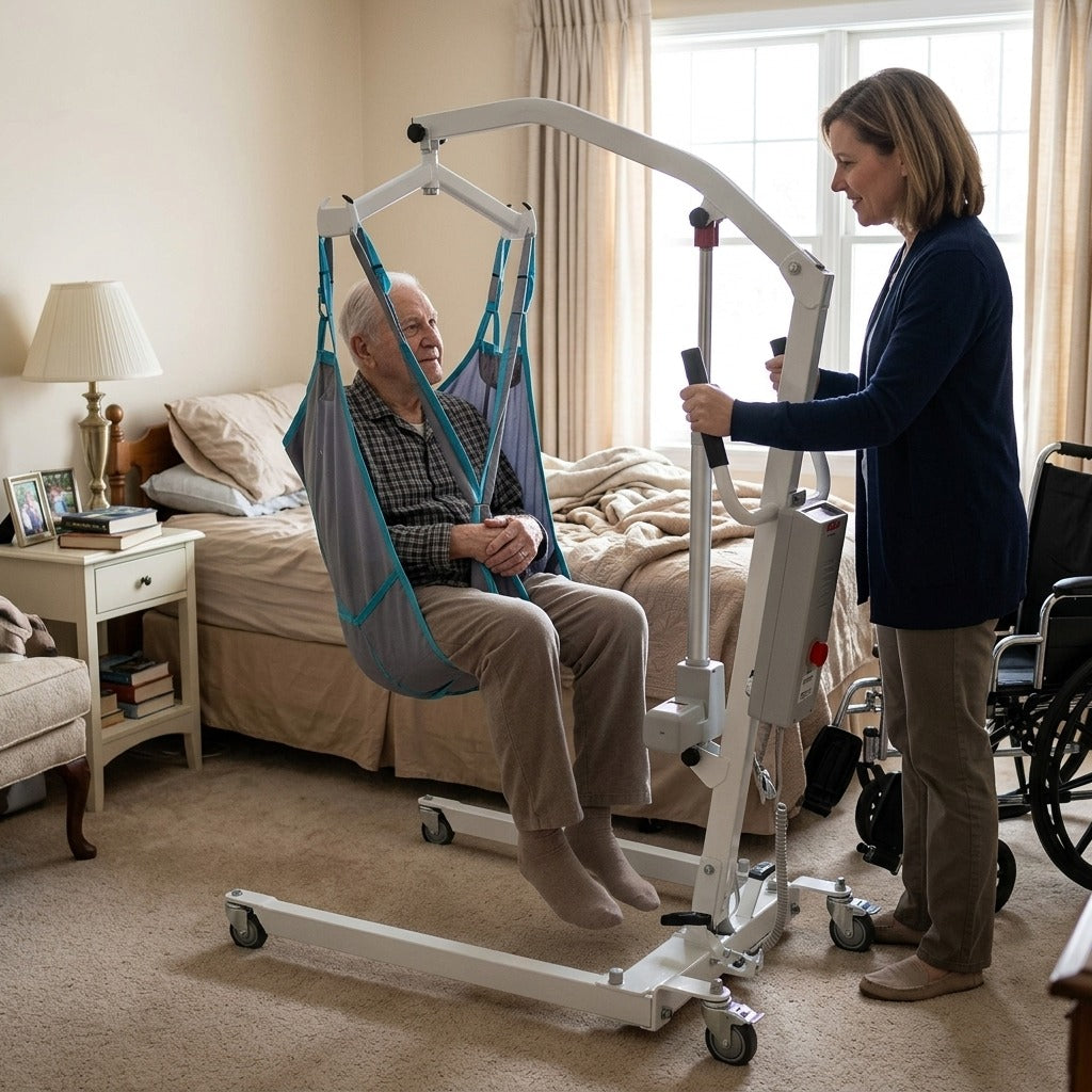 Battery-Powered Patient Floor Lift and Transfer Hoist - in everyday life