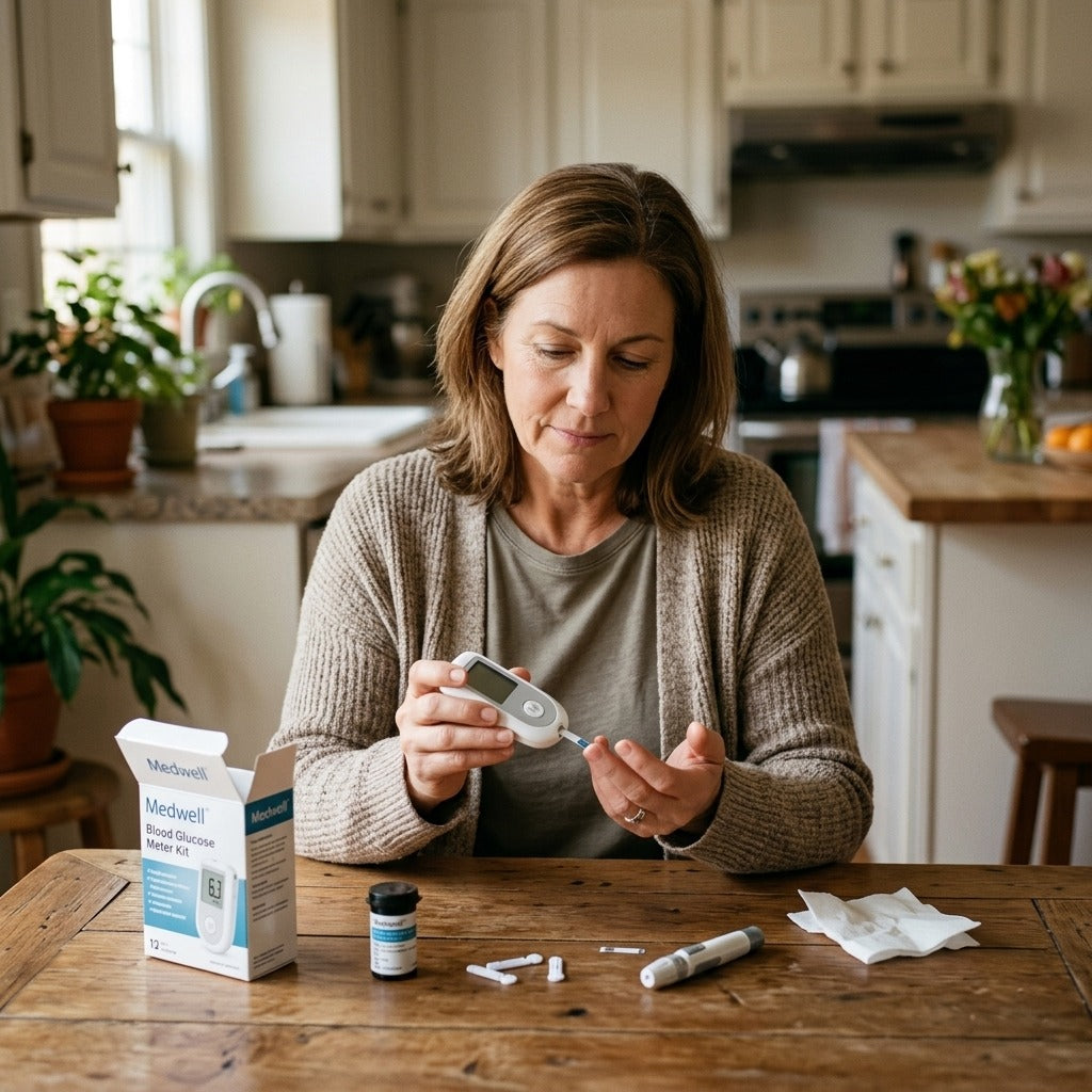 Blood Glucose Meter Kit with Strips and Lancets - at home