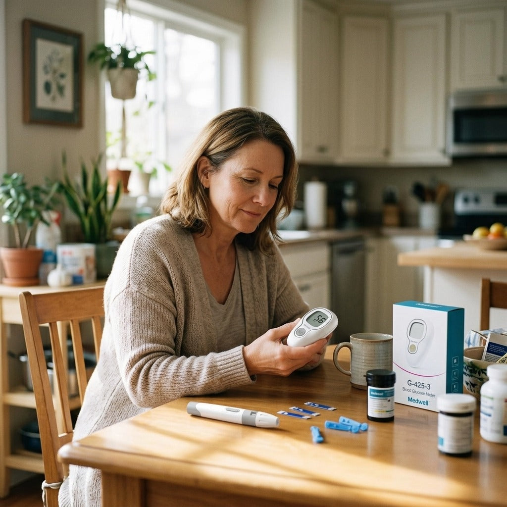Blood Glucose Monitor Kit with Strips and Lancets - in everyday life