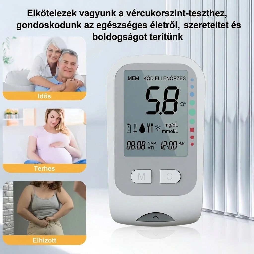 Vércukormérő készlet tesztcsíkokkal és lándzsákkal
