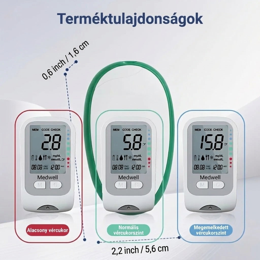 Vércukormérő készlet tesztcsíkokkal és lándzsákkal