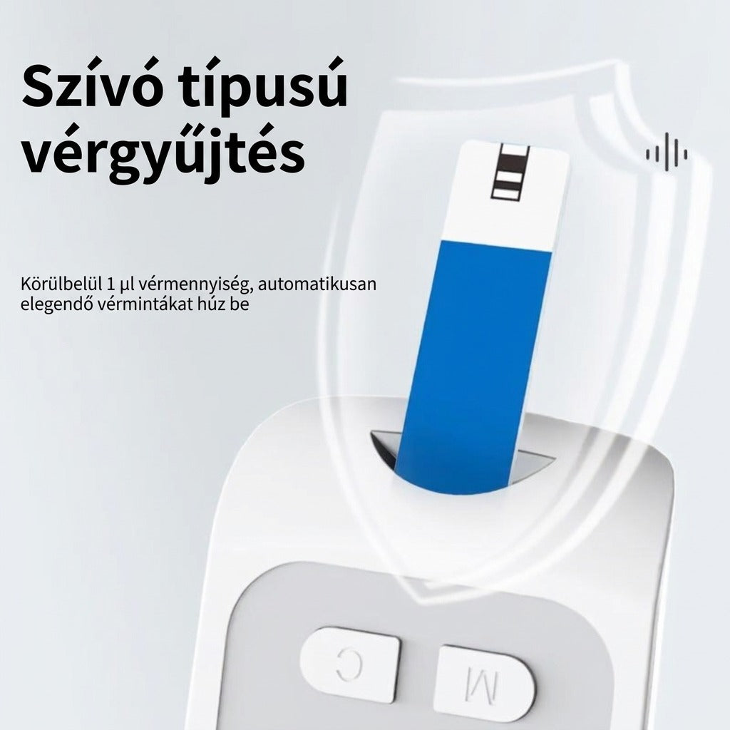Szívó típusú vérgyűjtés körülbelül 1 µl vérmennyiséggel
