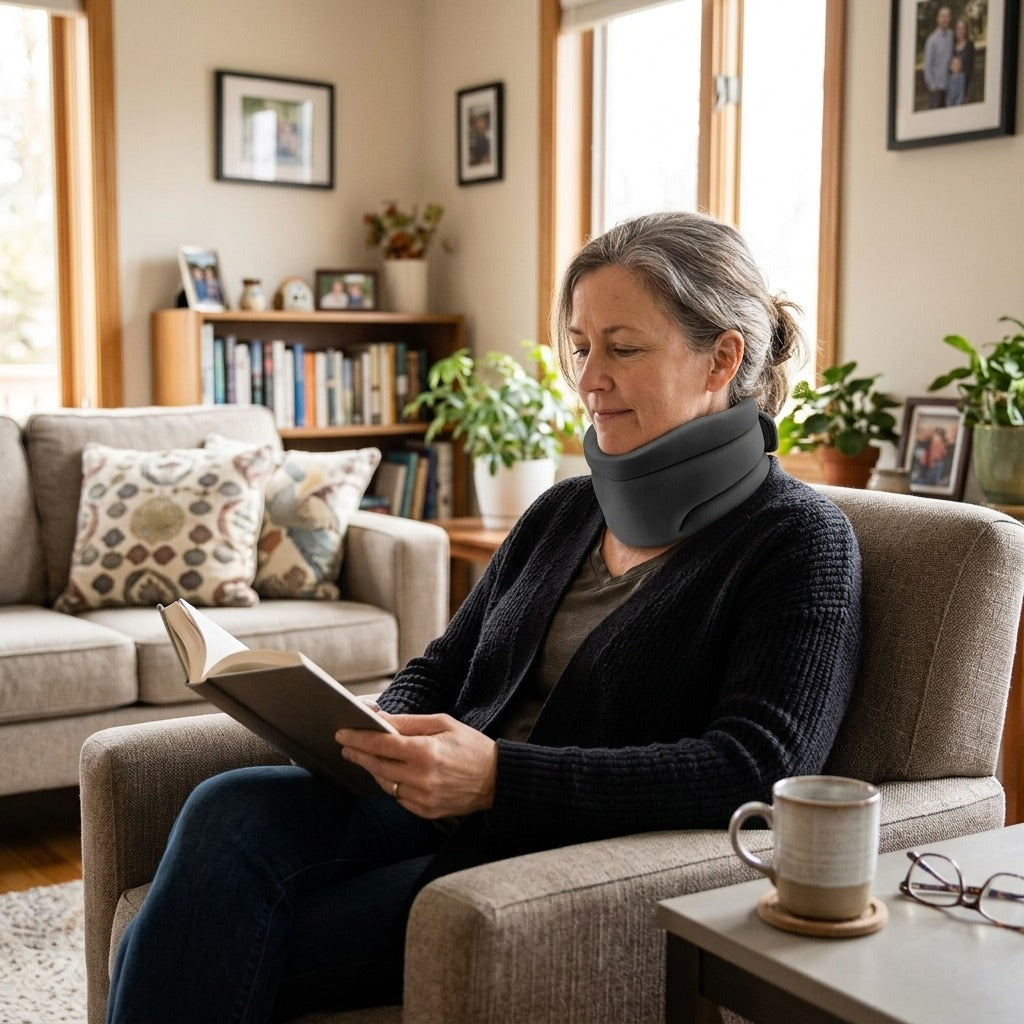 Breathable Adjustable Soft Neck Brace for Travel - at home