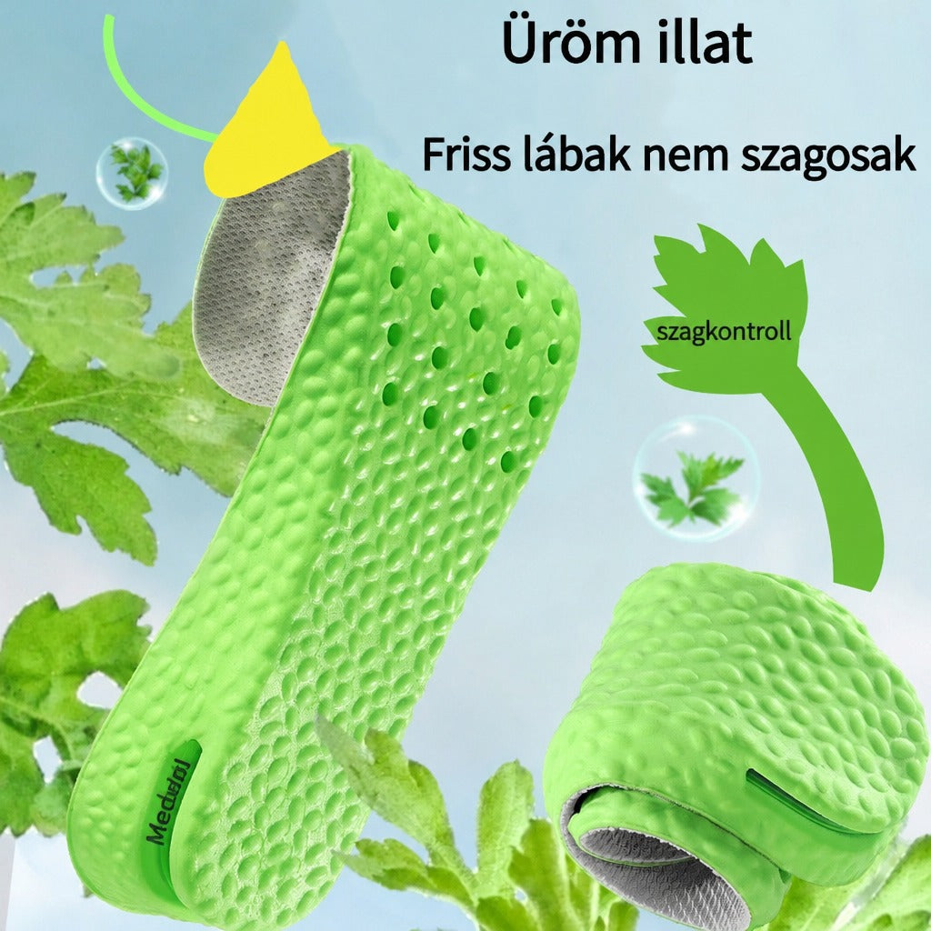 Légáteresztő, légpárnás boltozattámaszos talpbetét
