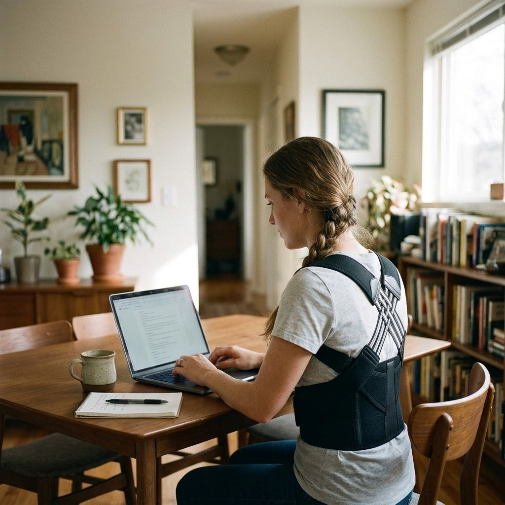 Breathable Back Posture Corrector with Shoulder Support - at home
