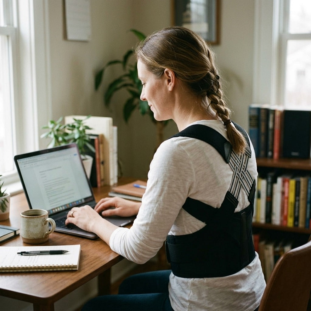 Breathable Back Posture Corrector with Shoulder Support - in everyday life