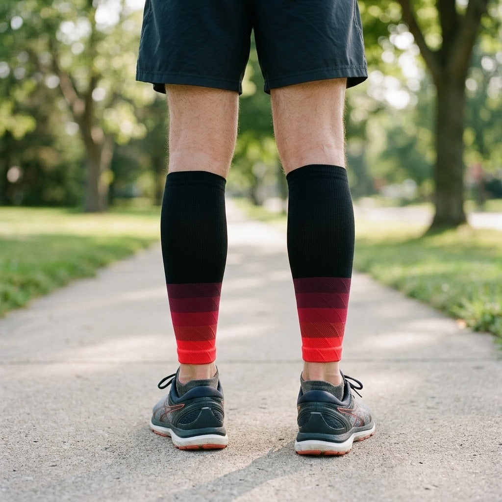 Breathable Calf Compression Sleeves, 1 Pair - in use