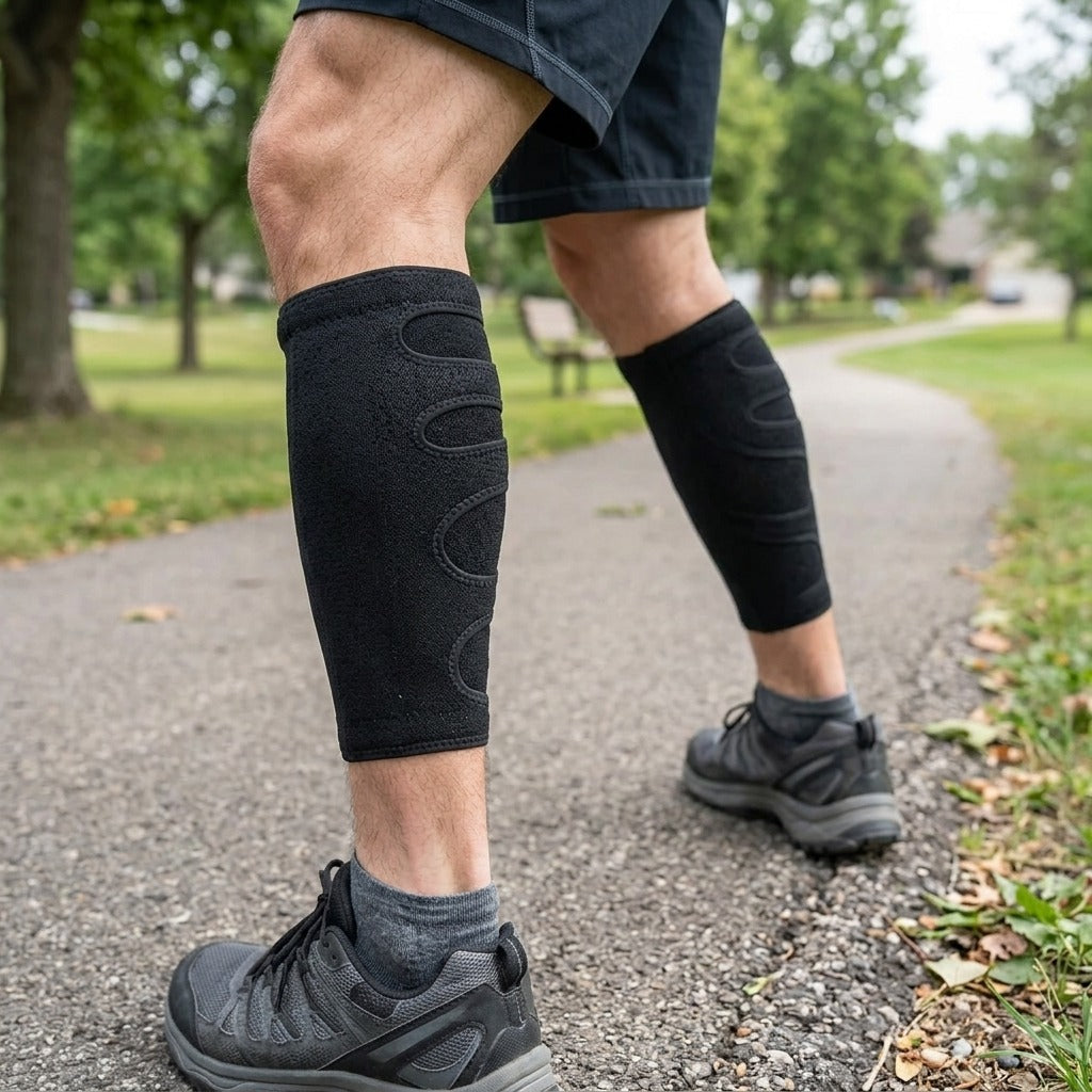 Breathable Calf Compression Sleeves – Pair - in use